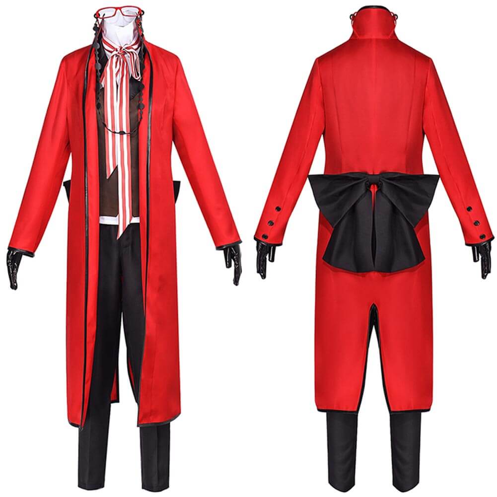 Adult Grell Sutcliff Costume Grim Reaper Grelle Cosplay Outfit Red Uniform with Accessories Full Set