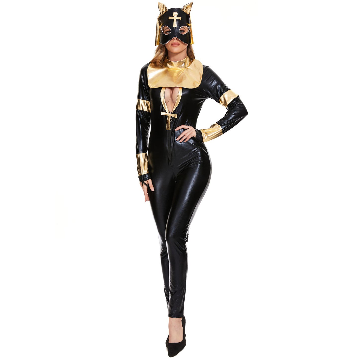 Sexy Women Playful Bat Catsuit Leather Divine Feline Cat Costume
