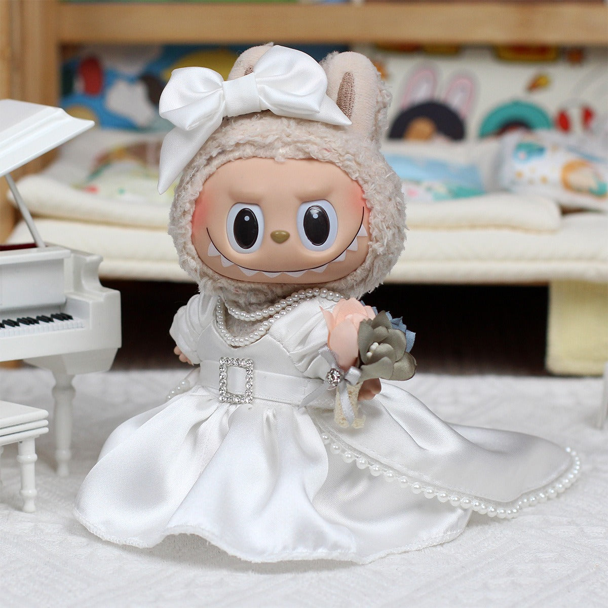 6.7in Labubu Clothes 2 Piece in Bundle Cute Couple Plush Doll Outfits Accessories