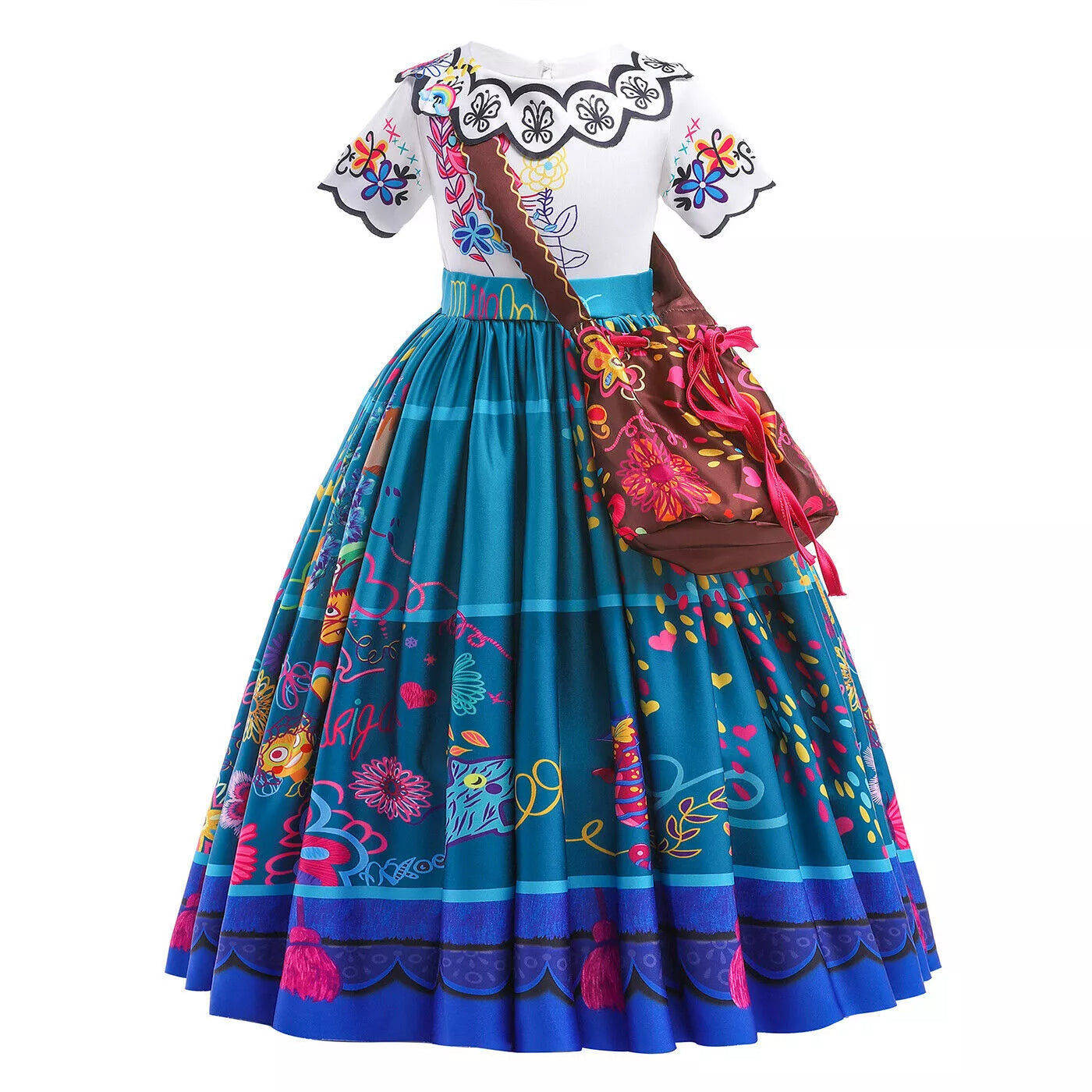 Light-up Mirabel Costume Girls Party Birthday Dress Up Outfit with Bag and Hairband