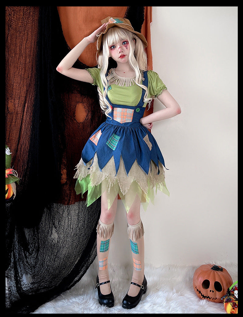 Disfraz de espantapájaros para mujer, traje de juego de rol de espantapájaros, atuendo de Cosplay