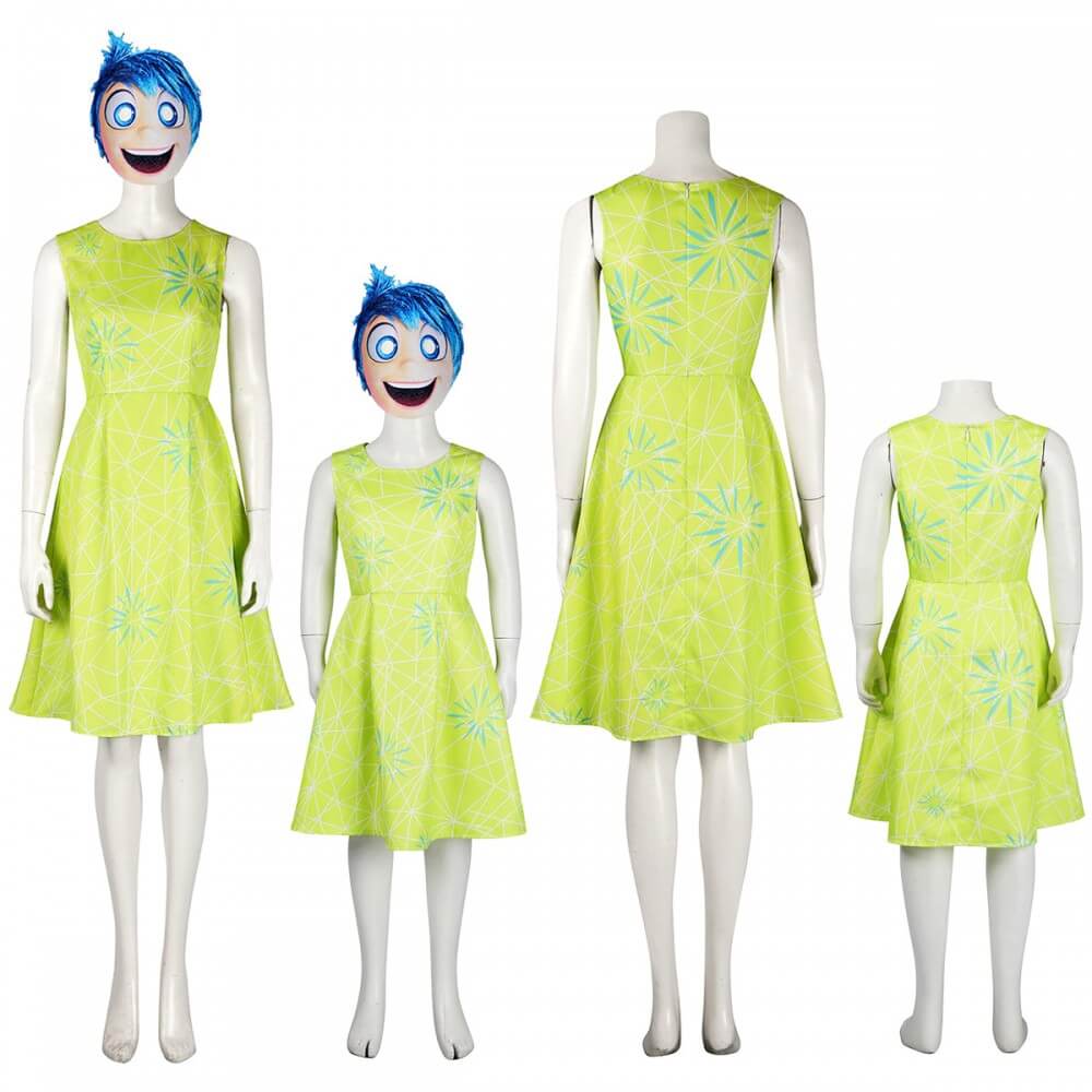 Inside Out Joy Dress and Mask Party Cosplay Joy Costume Sleeveless Yellow Dress