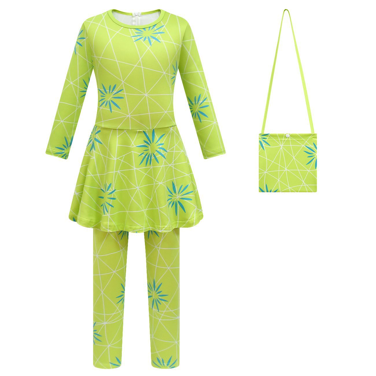 Girls Joy Inside Out Costume Movie Character Joy Cosplay Dress with Leggings Cosplay Outfit