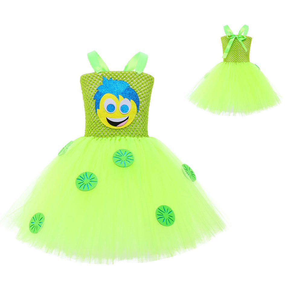 Inside Out Joy Costume Kids Joy Tutu Dress with Hair Band Party Birthday Halloween Costume