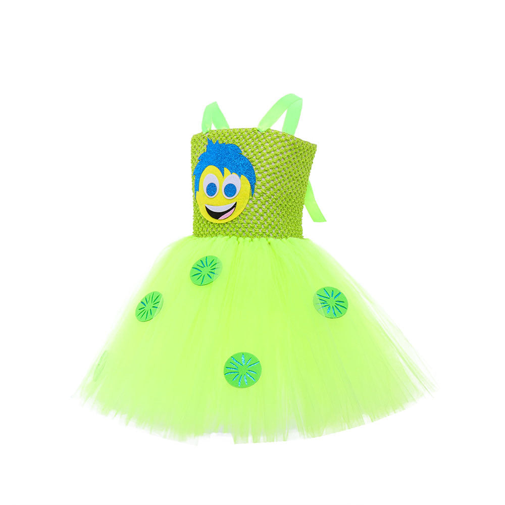 Inside Out Joy Costume Kids Joy Tutu Dress with Hair Band Party Birthday Halloween Costume
