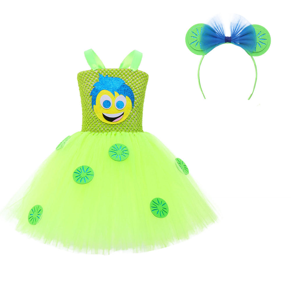 Inside Out Joy Costume Kids Joy Tutu Dress with Hair Band Party Birthday Halloween Costume
