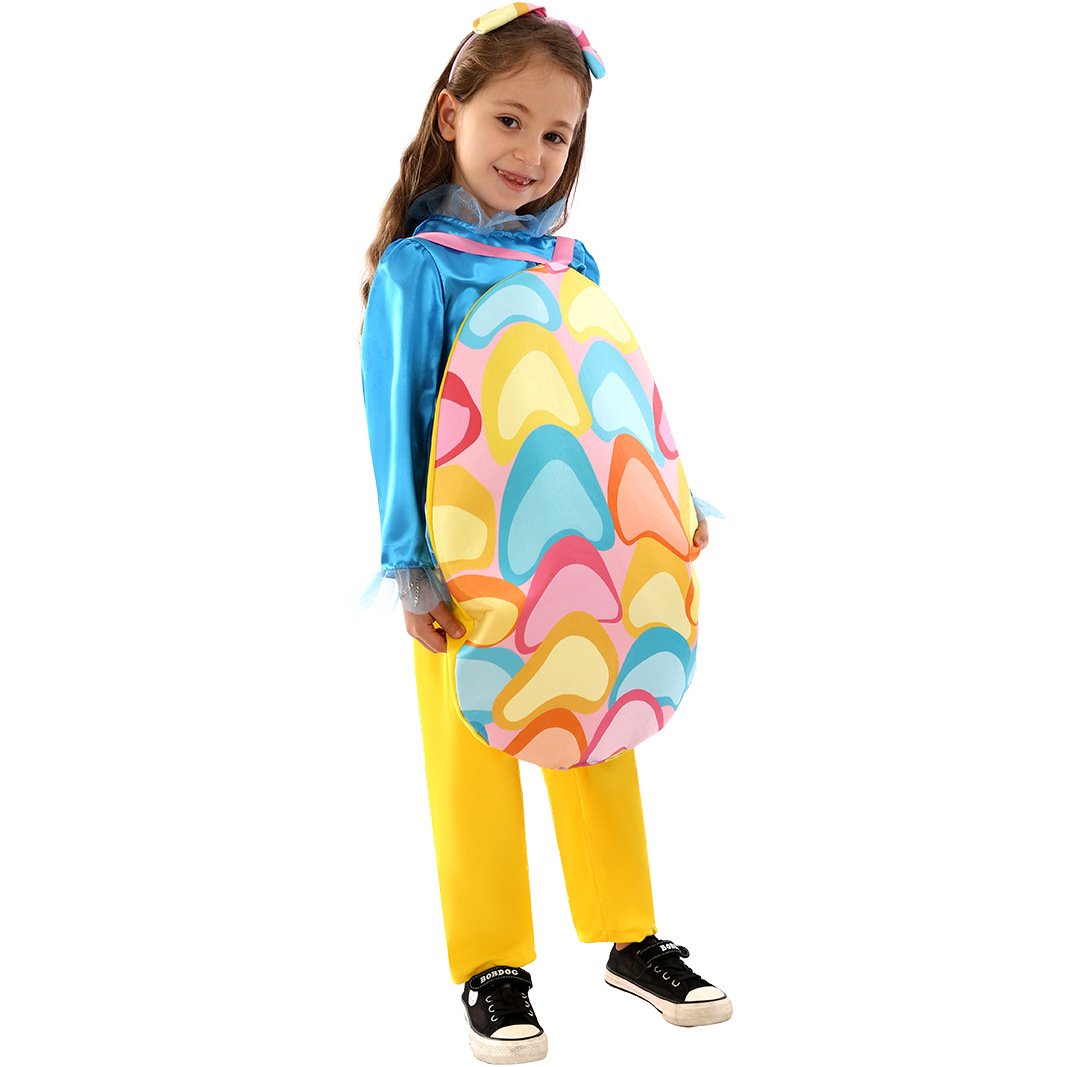 Girls Easter Costume Tops Headband and Egg Bag 3pcs Suit for Carnival