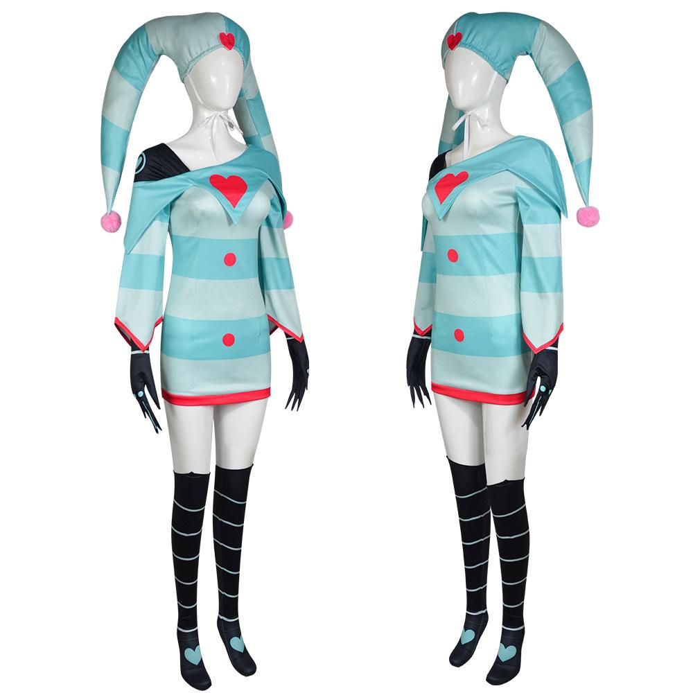 Fizzarolli Costume Women Fizzarolli Clown Cosplay Dress With Hat And Stockings Halloween Costume
