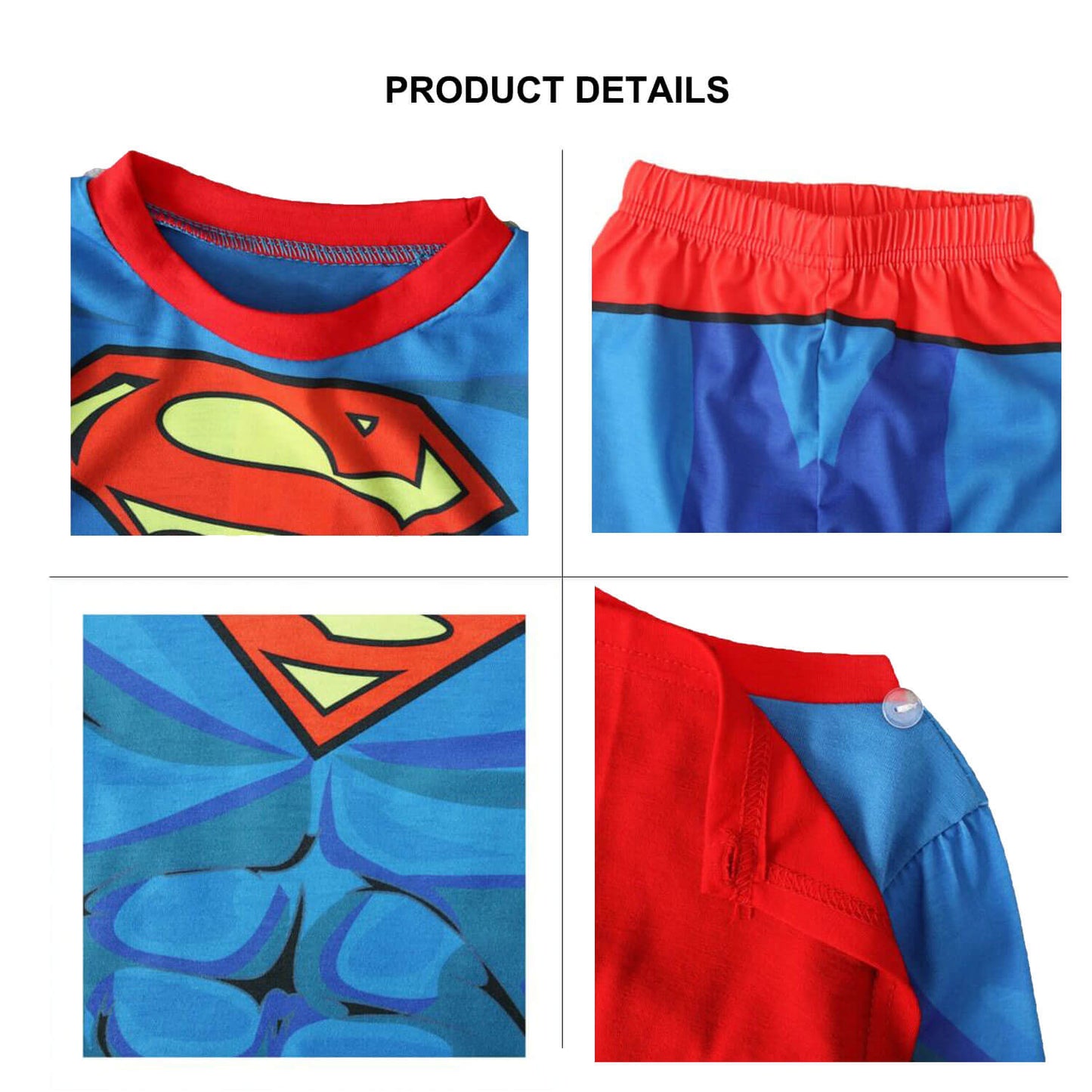 Kids Superhero Costume Spiderman Hulk Flash Cosplay Shirt and Pants
