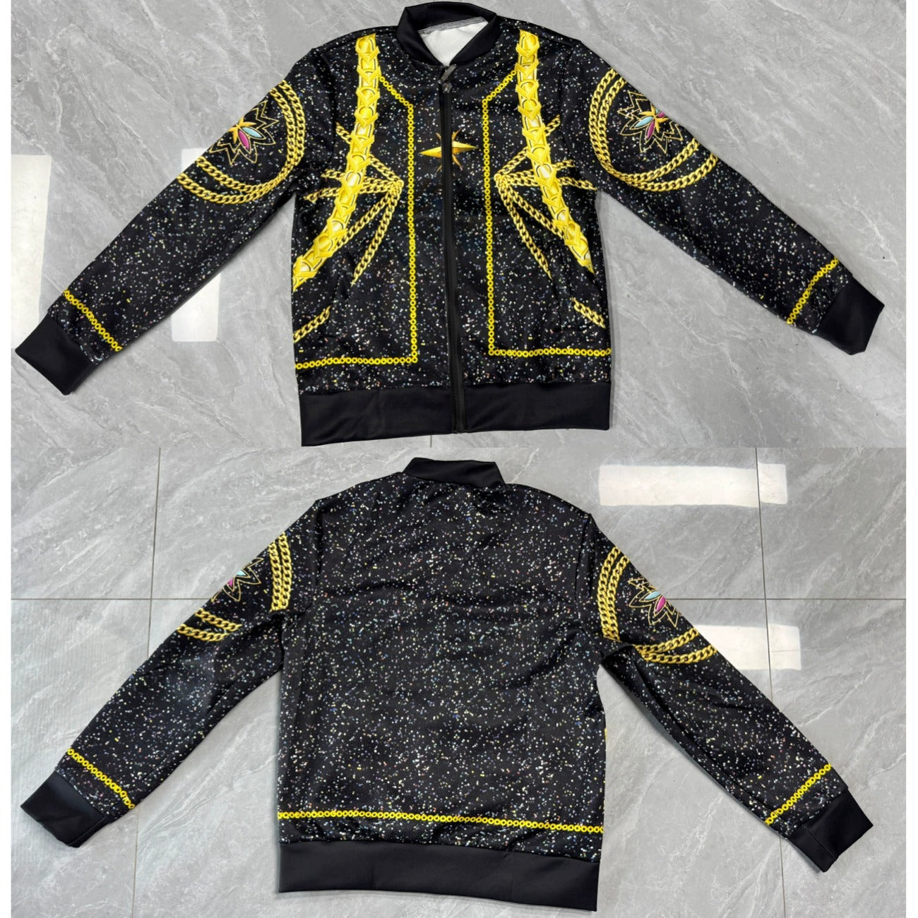 Black KPop Rumi Golden Jacket Gold Glitter-printed Rumi Cosplay Coat