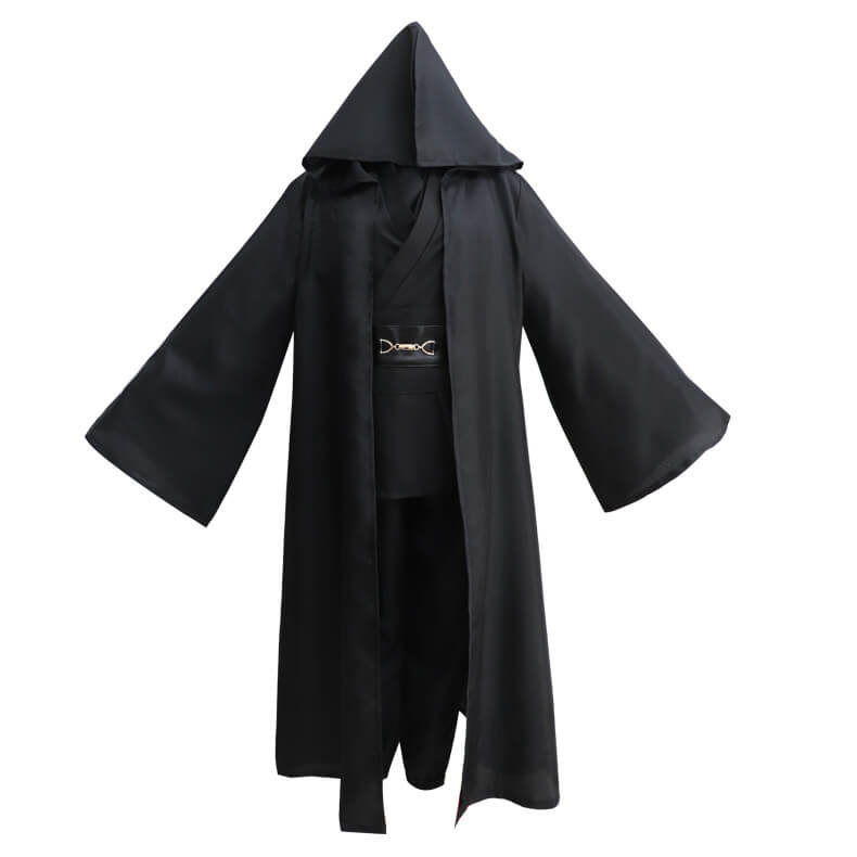 Luke Skywalker Costume Deluxe Jedi Black Outfit Tunic Hooded Robe Full Set