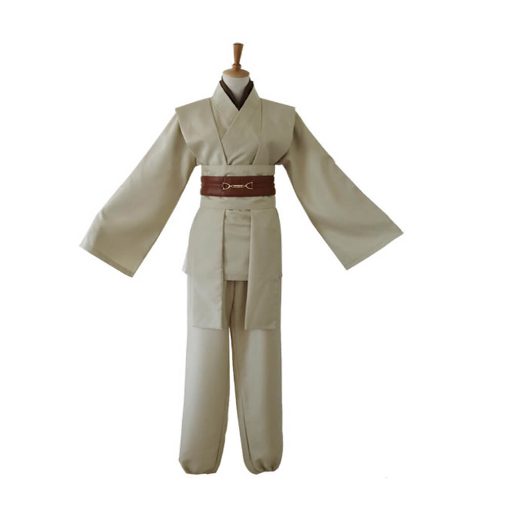 Obi-Wan Cotume Deluxe Kenobi Jedi Master Cosplay Costume Brown White Outfit Tunic Hooded Robe Full Set