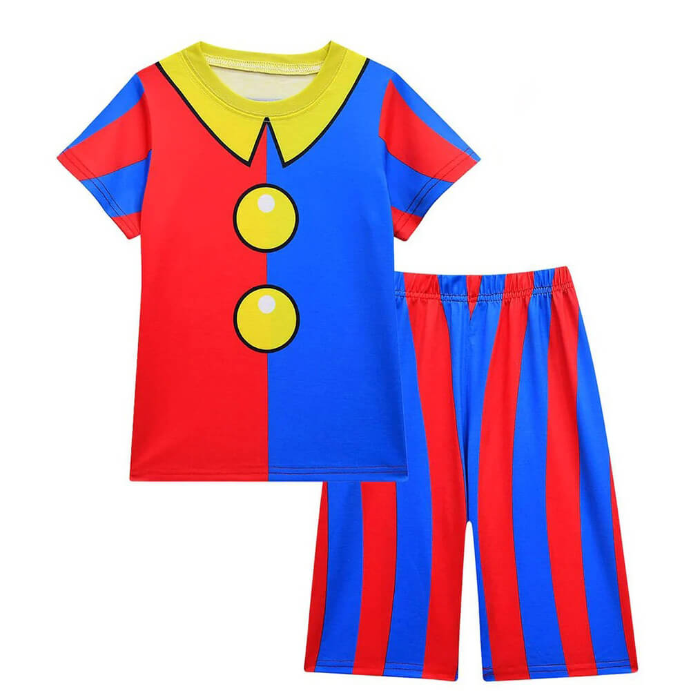 Girls Pomni Dress Kids Casual Hoodie Sweatshirt Short Sets Pomni Cosplay Outfit for Daily Wear