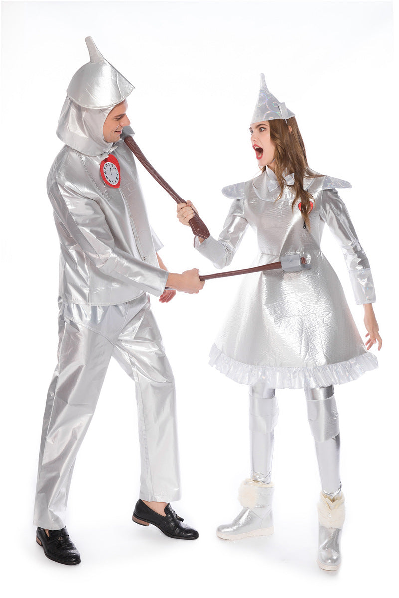 Couple Tin Woodsman Costume Women Men Tin Can Man Cosplay Outfit