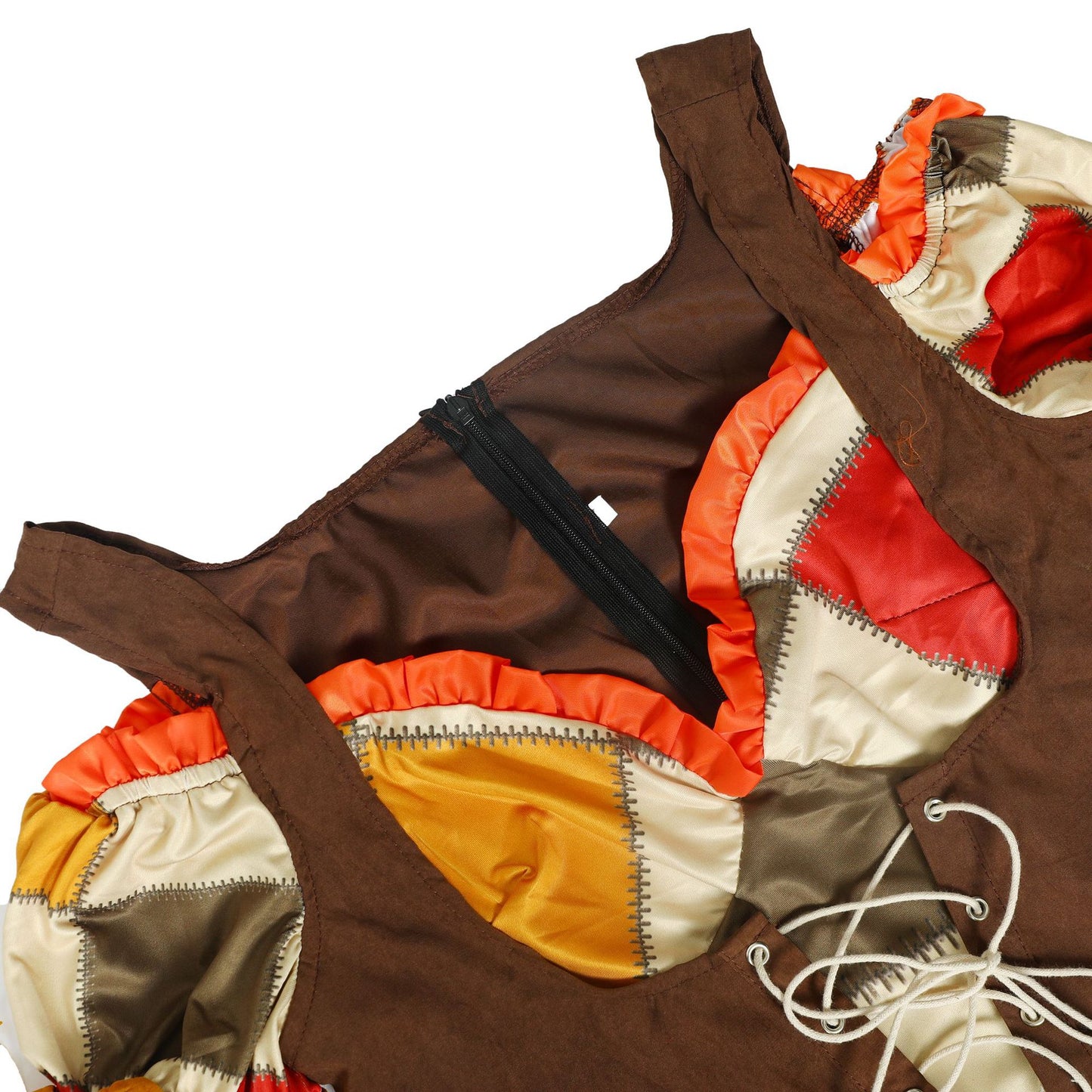 Women‘s Scarecrow Costume Adult Sexy Costume Off Shoulder Lace-up Mini Dress