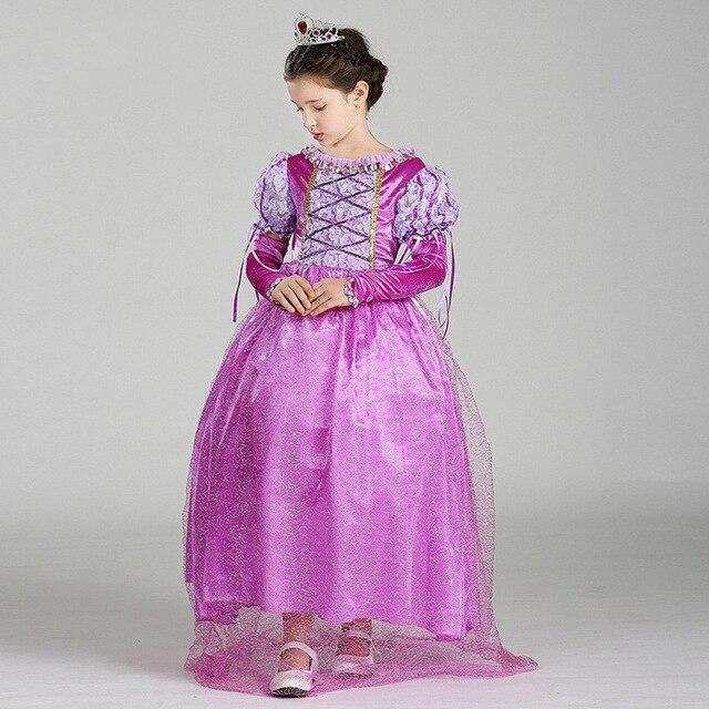 Girls Princess Purple Dress Fairy Tales Cosplay Costume Birthday Carnival Halloween Costume