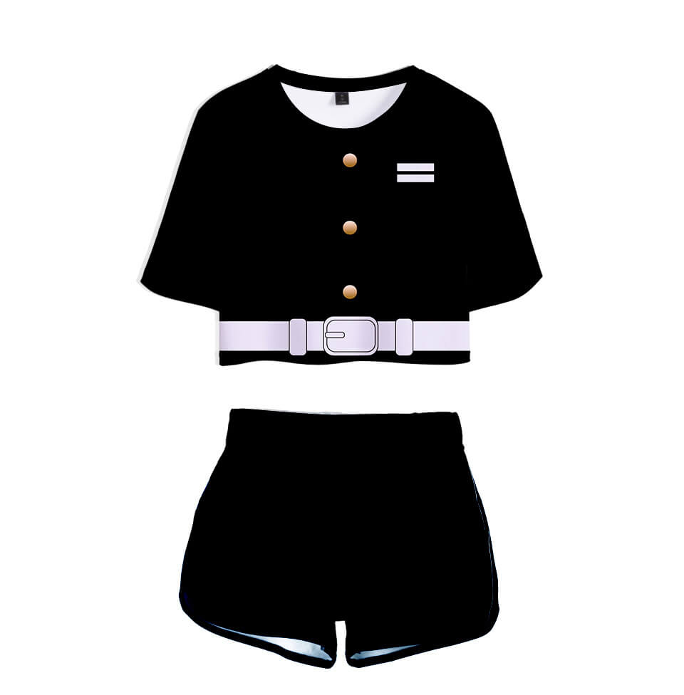 Adult Tanjiro Nezuko Running Suit Zenitsu Giyu Top and Shorts Halloween Activewear