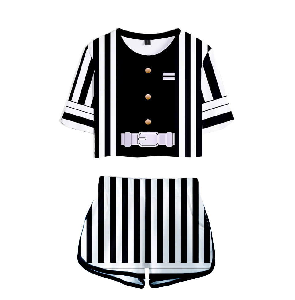 Kids Activewear Tanjiro Nezuko Running Suit Zenitsu Giyu Top and Shorts