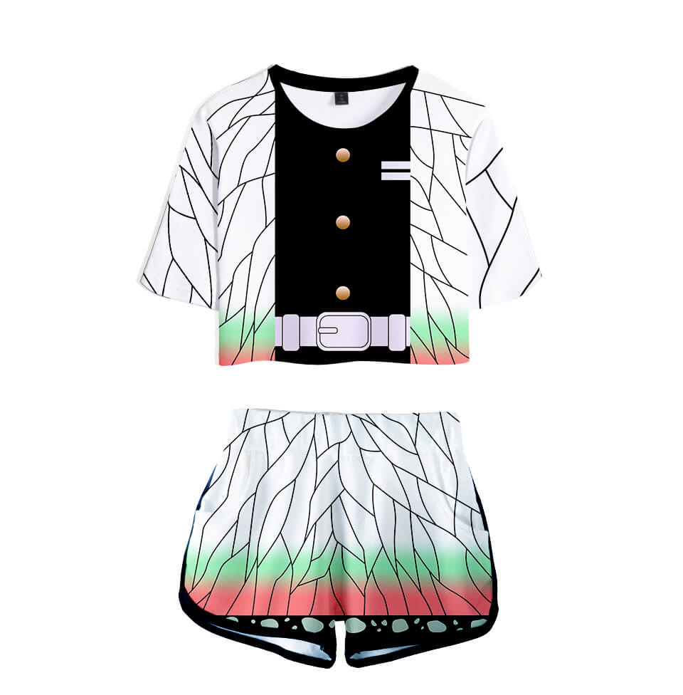 Kids Activewear Tanjiro Nezuko Running Suit Zenitsu Giyu Top and Shorts