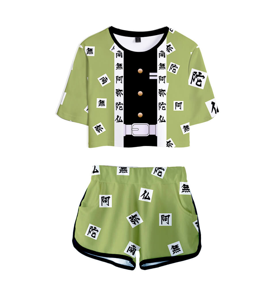 Adult Tanjiro Nezuko Running Suit Zenitsu Giyu Top and Shorts Halloween Activewear