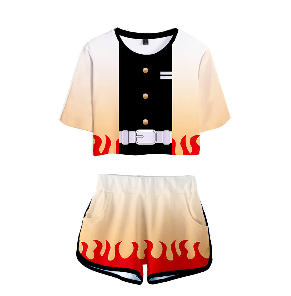 Adult Tanjiro Nezuko Running Suit Zenitsu Giyu Top and Shorts Halloween Activewear
