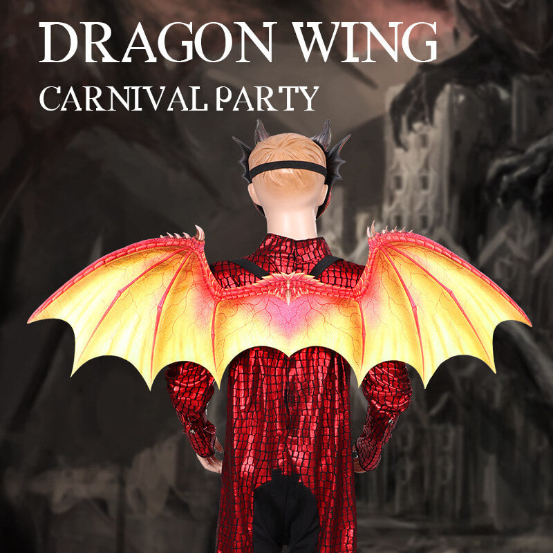 Kids Dragon Wings T-rex PU Mask Set Dinosaur Cosplay Costume Props for Halloween Dress Up