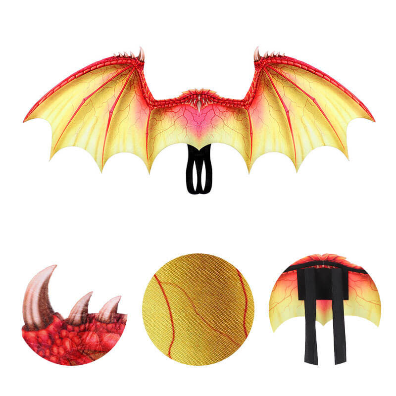 Kids Dragon Wings T-rex PU Mask Set Dinosaur Cosplay Costume Props for Halloween Dress Up