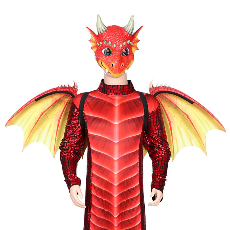 Kids Dragon Wings T-rex PU Mask Set Dinosaur Cosplay Costume Props for Halloween Dress Up