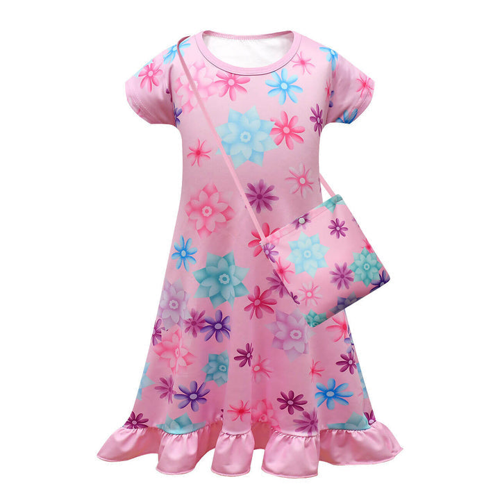 Mirabel Short Sleeve Dress with Bag Isabela Family Madrigal Girls Magical Costumes