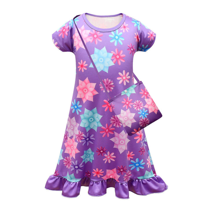Mirabel Short Sleeve Dress with Bag Isabela Family Madrigal Girls Magical Costumes