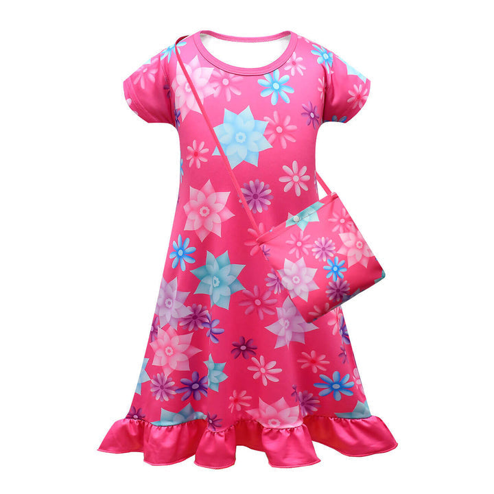 Mirabel Short Sleeve Dress with Bag Isabela Family Madrigal Girls Magical Costumes