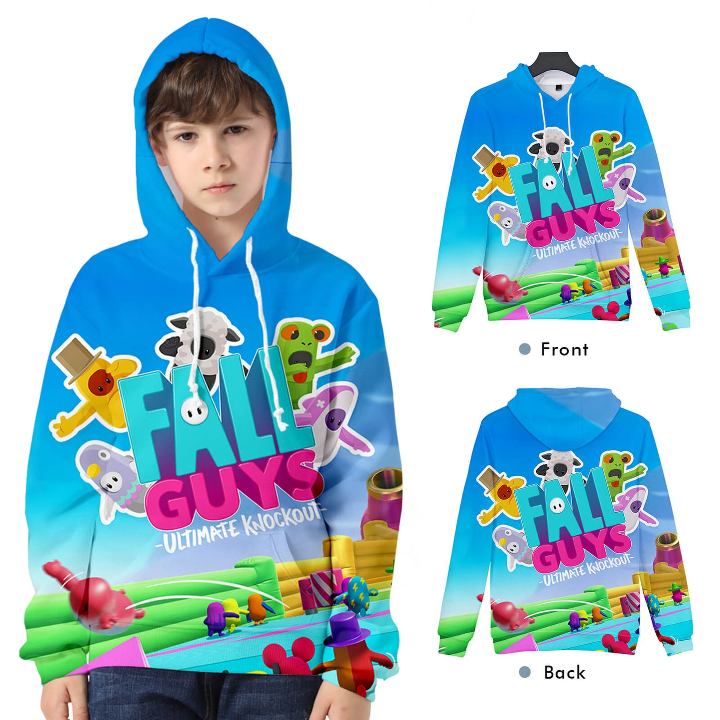 Kids and Teens Fall Guys Hoodie Ultimate Knockout Fall Guys Video Game Sweatshirt
