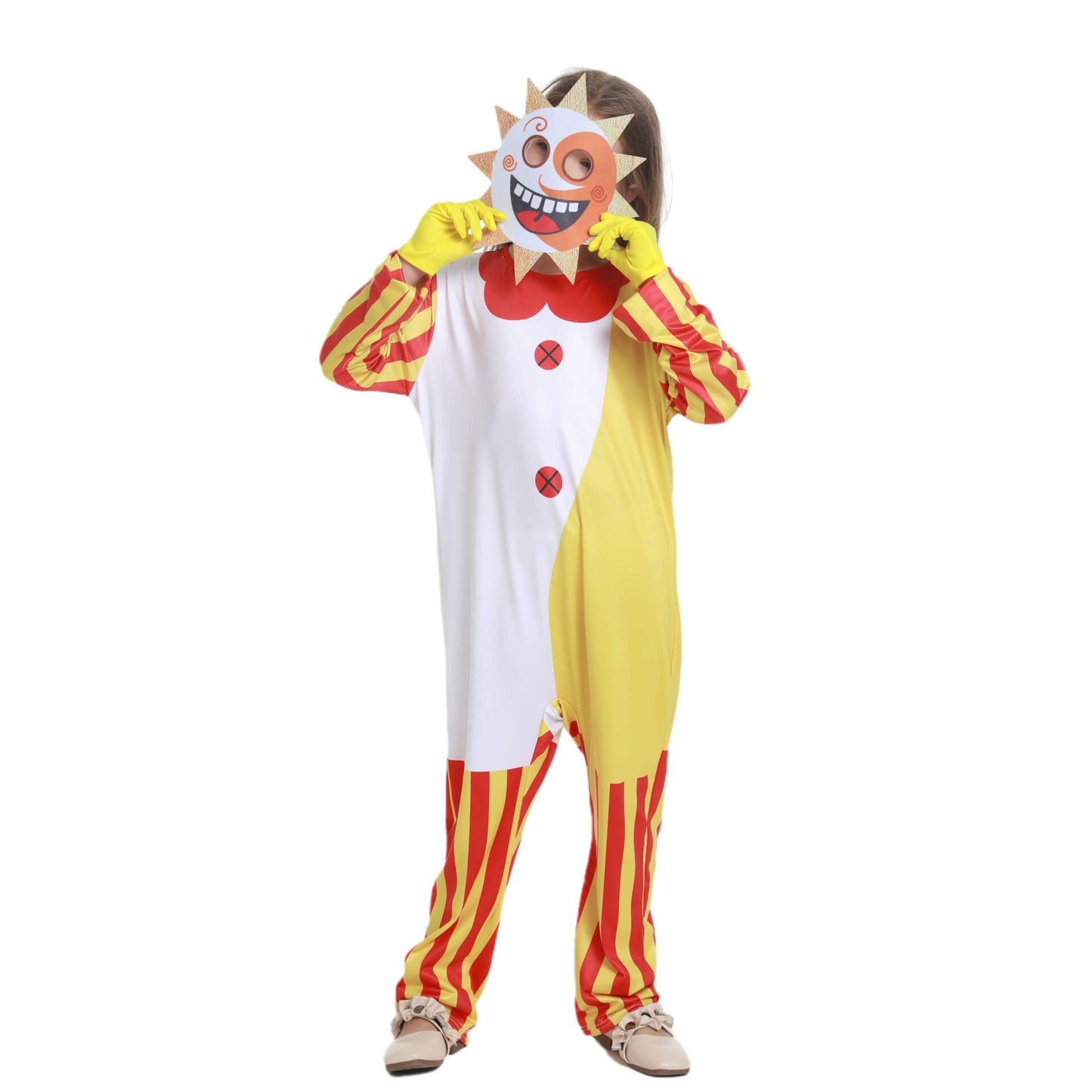 Kids Sundrop/Moondrop FNAF Costume Halloween Cosplay Jumpsuit Mask Gloves Full Set for Boys Girls