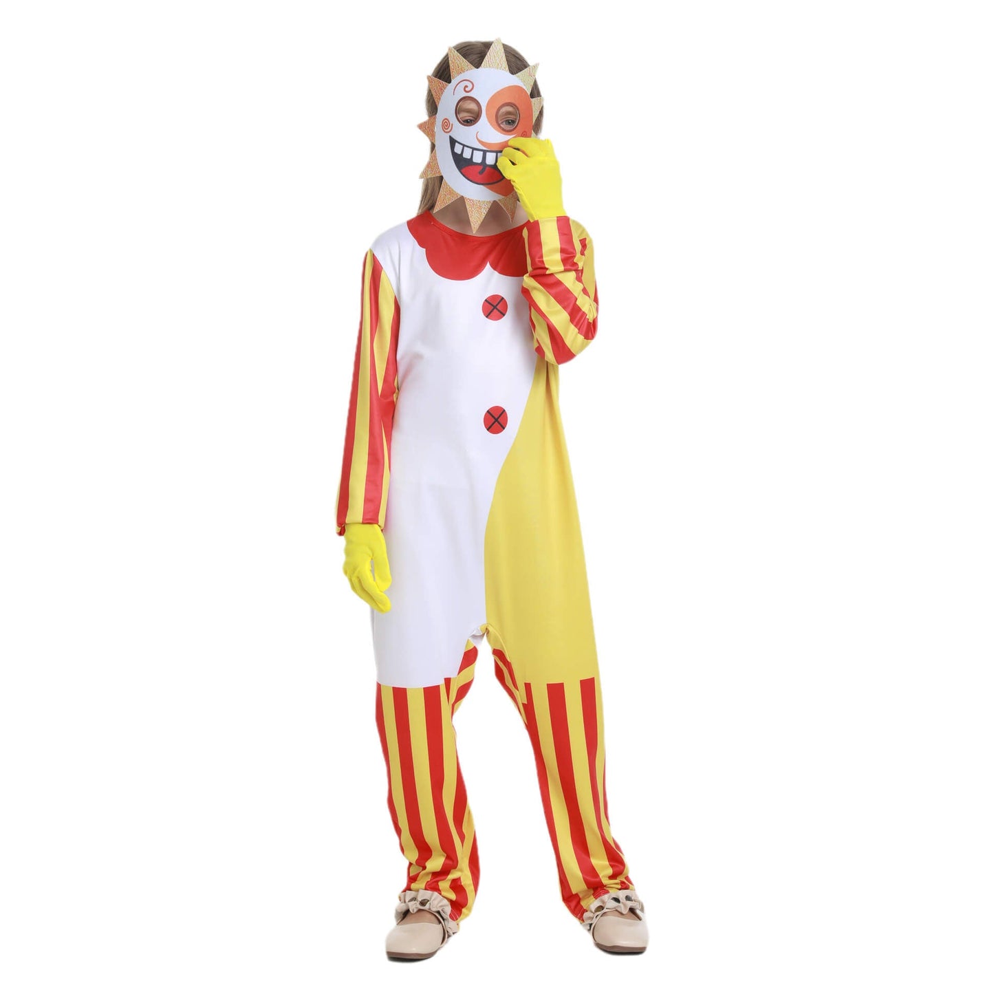 Kids Sundrop/Moondrop FNAF Costume Halloween Cosplay Jumpsuit Mask Gloves Full Set for Boys Girls