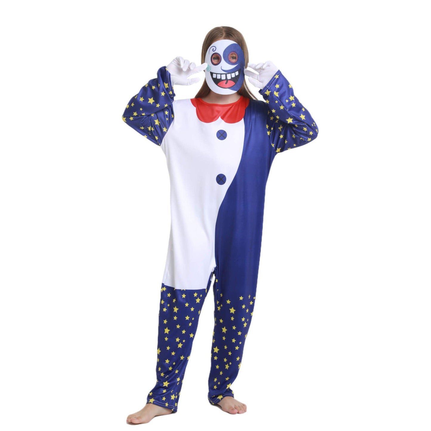 Kids Sundrop/Moondrop FNAF Costume Halloween Cosplay Jumpsuit Mask Gloves Full Set for Boys Girls