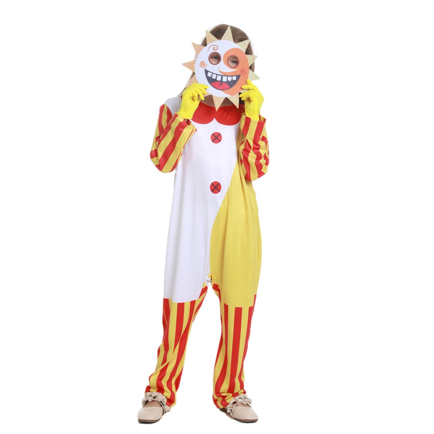 Kids Sundrop/Moondrop FNAF Costume Halloween Cosplay Jumpsuit Mask Gloves Full Set for Boys Girls