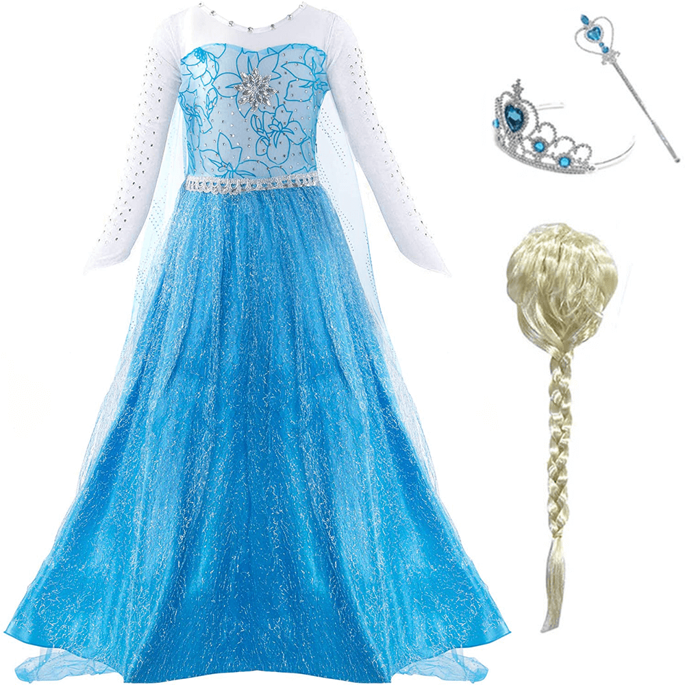 Kids Princess Dress and Accessories Cosplay Party Princess Dress with Long Train