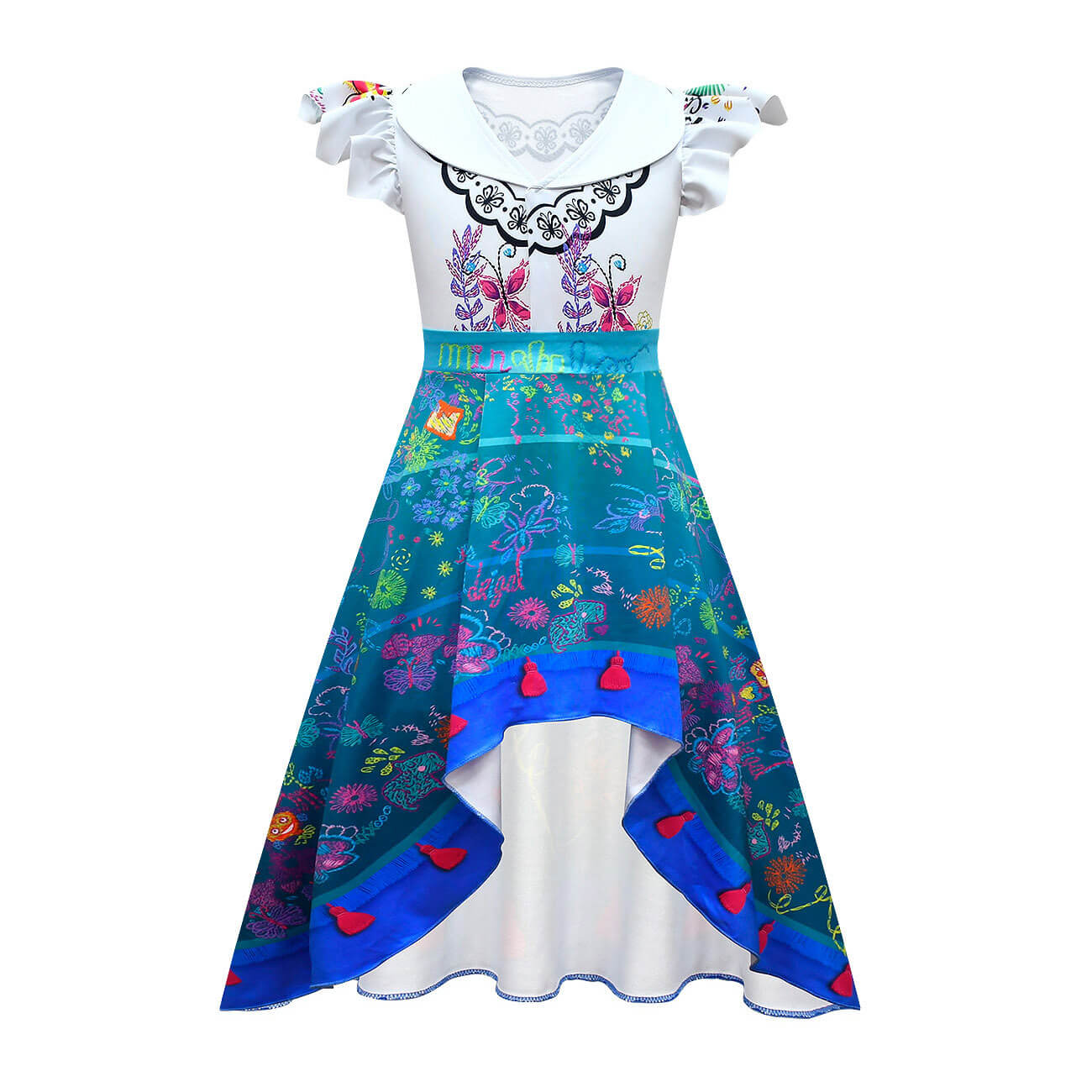 Girls Mirabel Madrigal Dress High Low Iregular Hem Fashion Costume for Kids