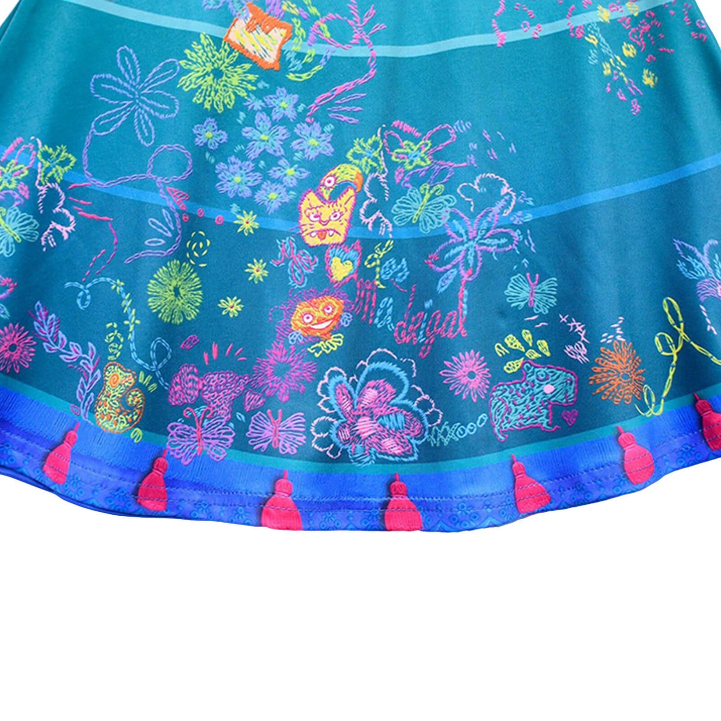 Kids Mirabel Party Costume Girls Cosplay Outfit Short Sleeve Long Teal Skirt with Bag for Age 2 and UP