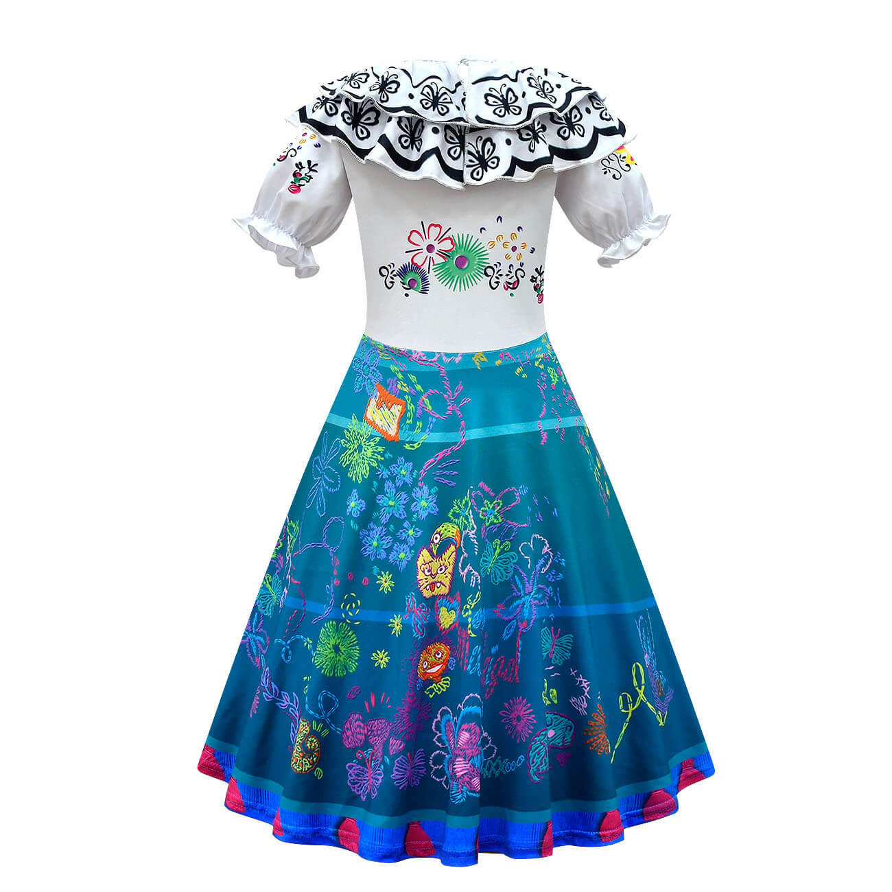 Kids Mirabel Madrigal Cosplay Dress Puff Sleeve High Waist Cosplay Outfit Party Costume