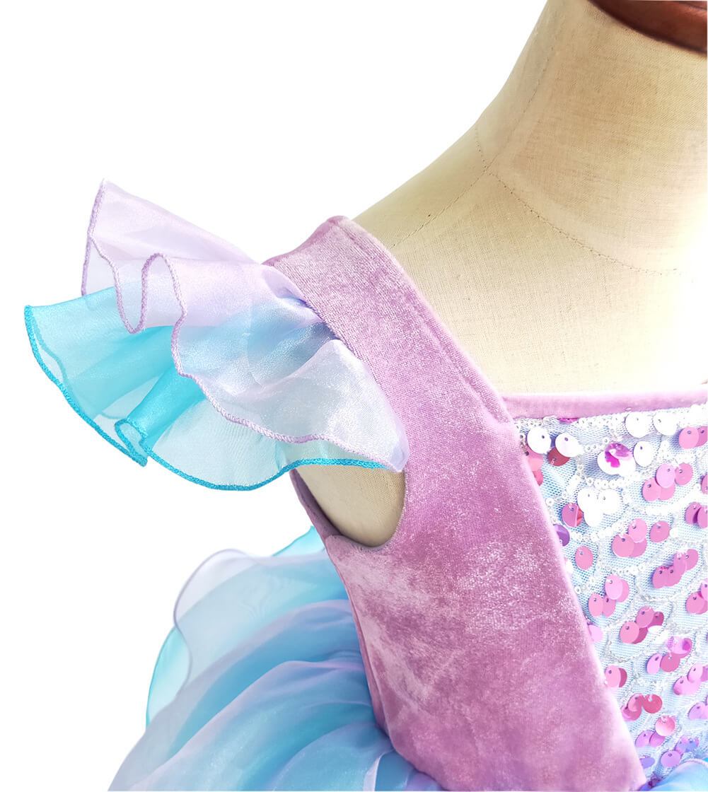 Girls Mermaid Princess Dress With Shiny Sequin Birthday Party Holiday Costume For Age 3-10