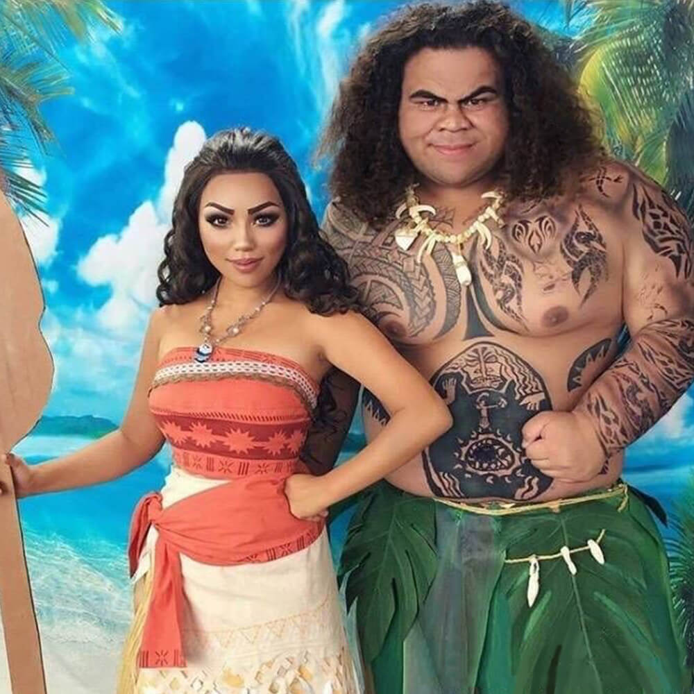 Moanna Costume Adult and Kids Polynesian Princess Cosplay Dress with Necklace