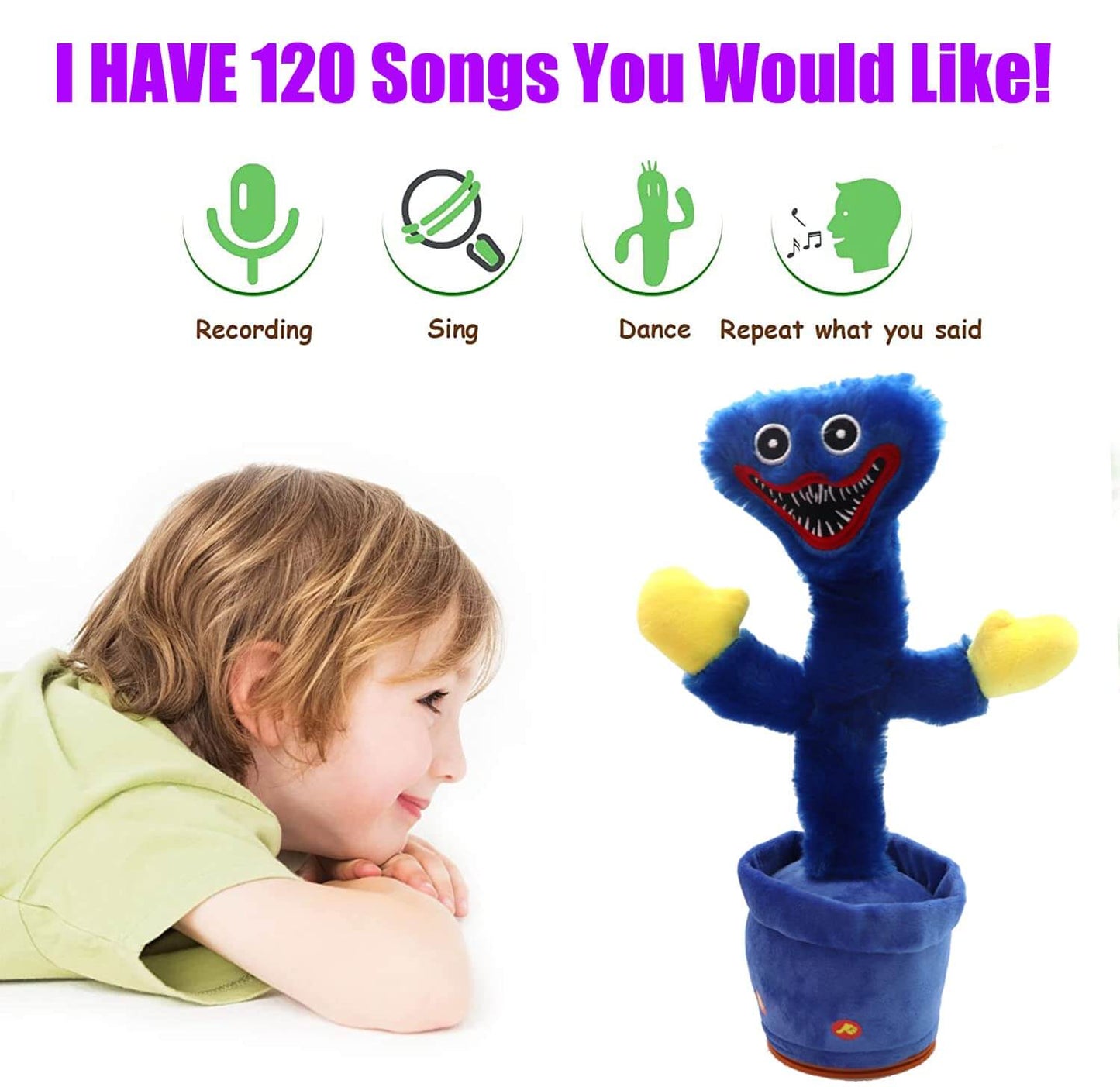 Talking Huggy Wuggy Toy Electric Dancing Poppy Playtime Plush Toys Repeat+Recording+Dance+Sing