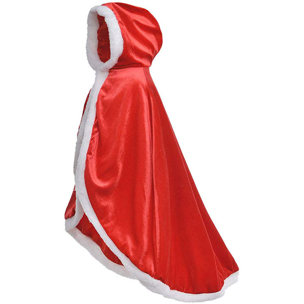 Fur Princess Hooded Cape Cloaks Costume for Girls Dress Up