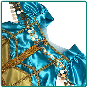 Kids Princess Jasmine Costume Halloween 4-pieces Full Set Cosplay Dress