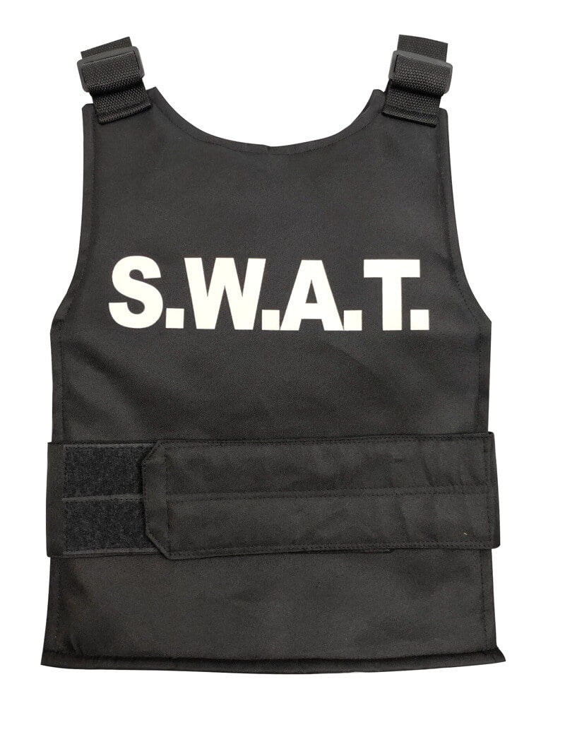 Kids SWAT Costume Police Outfit Bulletproof Vest Glasses Interphone and Hat 4pcs Suit for Cop Cosplay