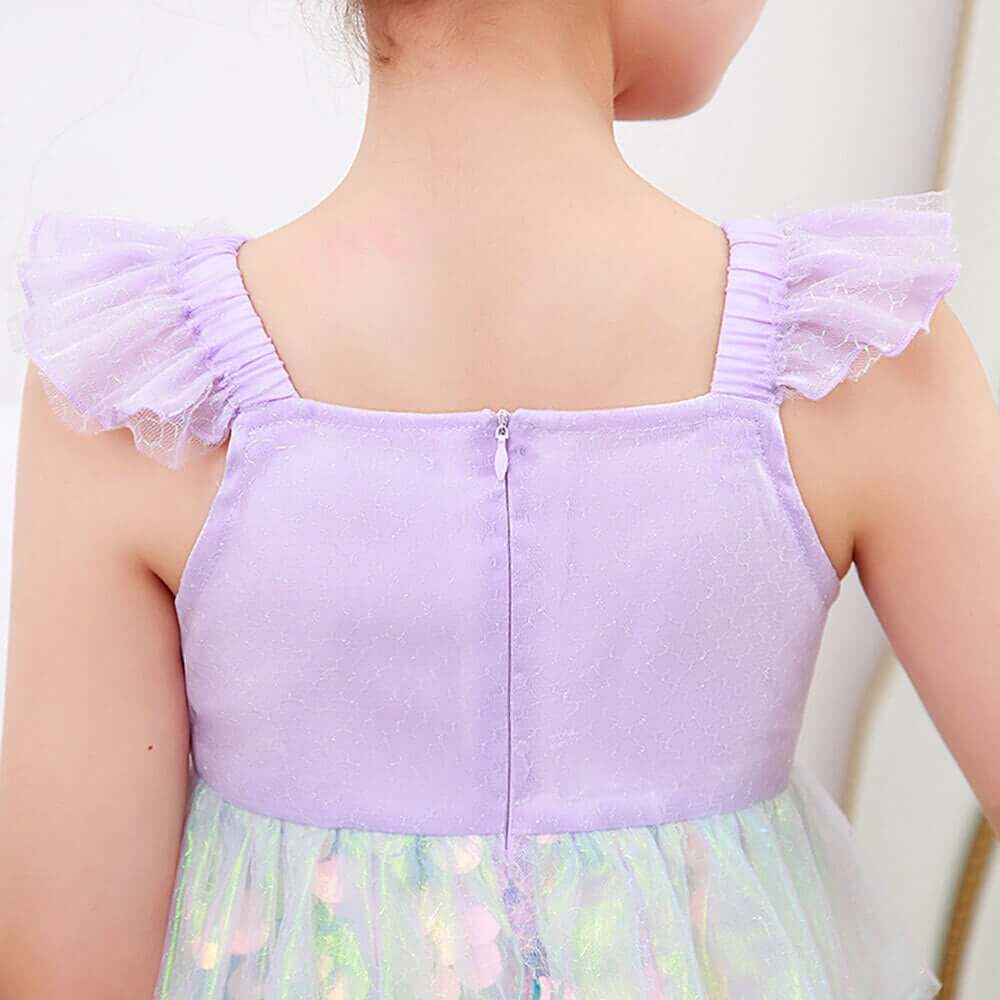 Kids Sequins Mermaid Dress Sea Princess Dress Beach Vacation Mermaid Tail Tutu Dress