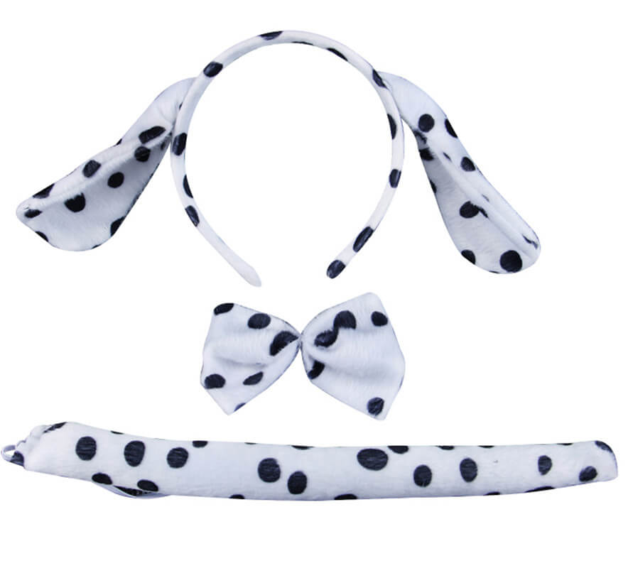 Childrens Cruella Costume Girls White Polka Dot Tutu Dress with Headband