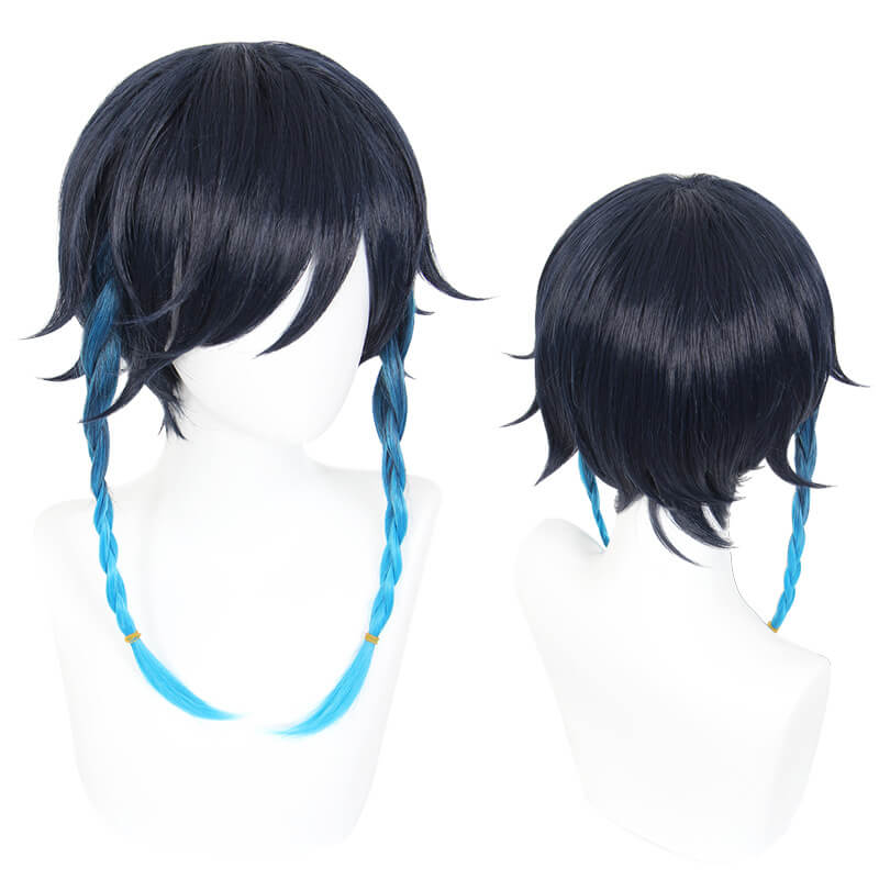 Venti Peluca Cosplay Unisex Azul Trenza Pelucas Sintéticas Resistentes al Calor Halloween