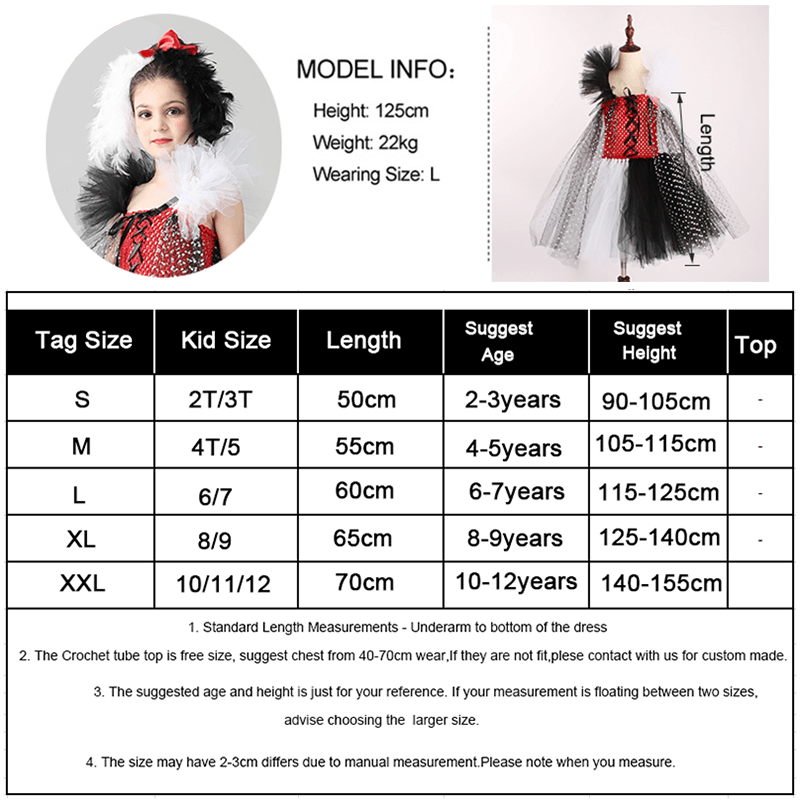 Robe Tutu à Pois pour Enfants avec Bandeau pour Filles Halloween Cosplay